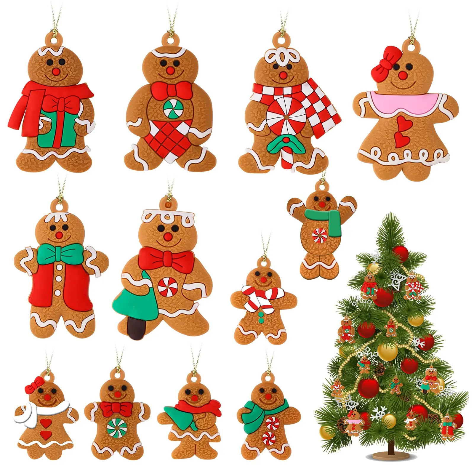 

Christmas Gingerbread Man Ornament Christmas Tree Hanging Ornament Charms Pendant Xmas Holiday Decorations Party Supplies