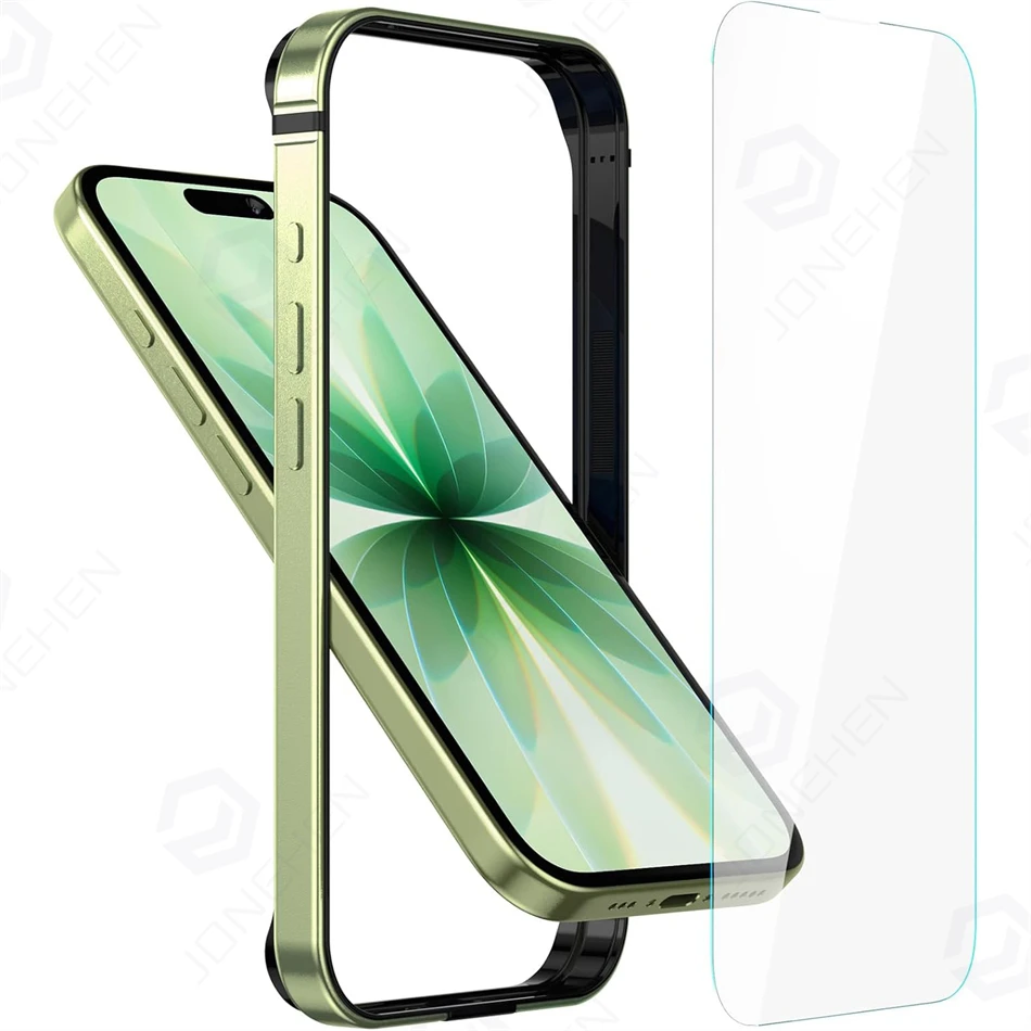 Enhanced Hybrid Silicone and Aluminum Protective Phone Case with HD Screen Protector