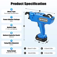 Machine à relier automatique de niveau de barres d'armature, 8mm-34mm, 12V, 4500mAh, Machine à attacher les barres d'armature électrique portative, pince à fil, Kit d'outils avec piles 3