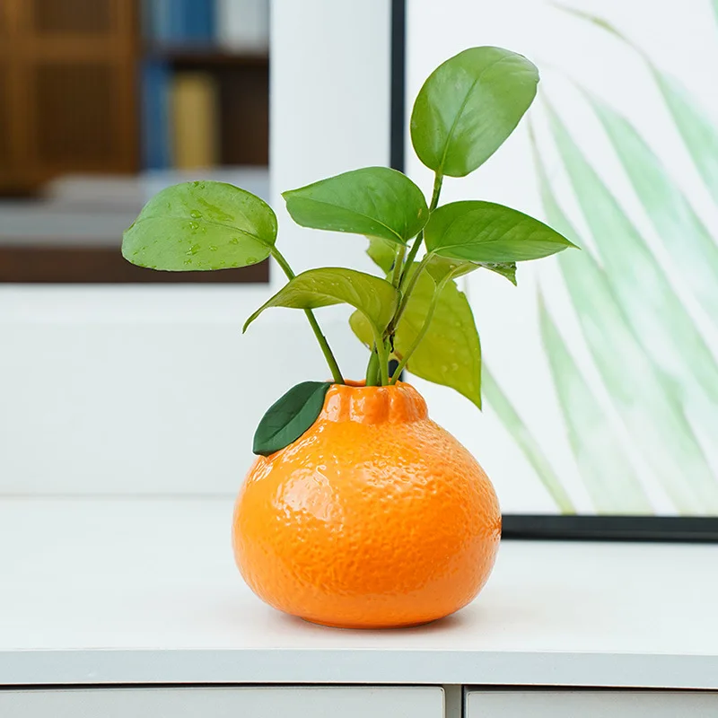 Orange Vase Ceramic Hydroponic Plant Utensils Living Room Office Ornaments Creative Flower Arrangement Small Vase 3