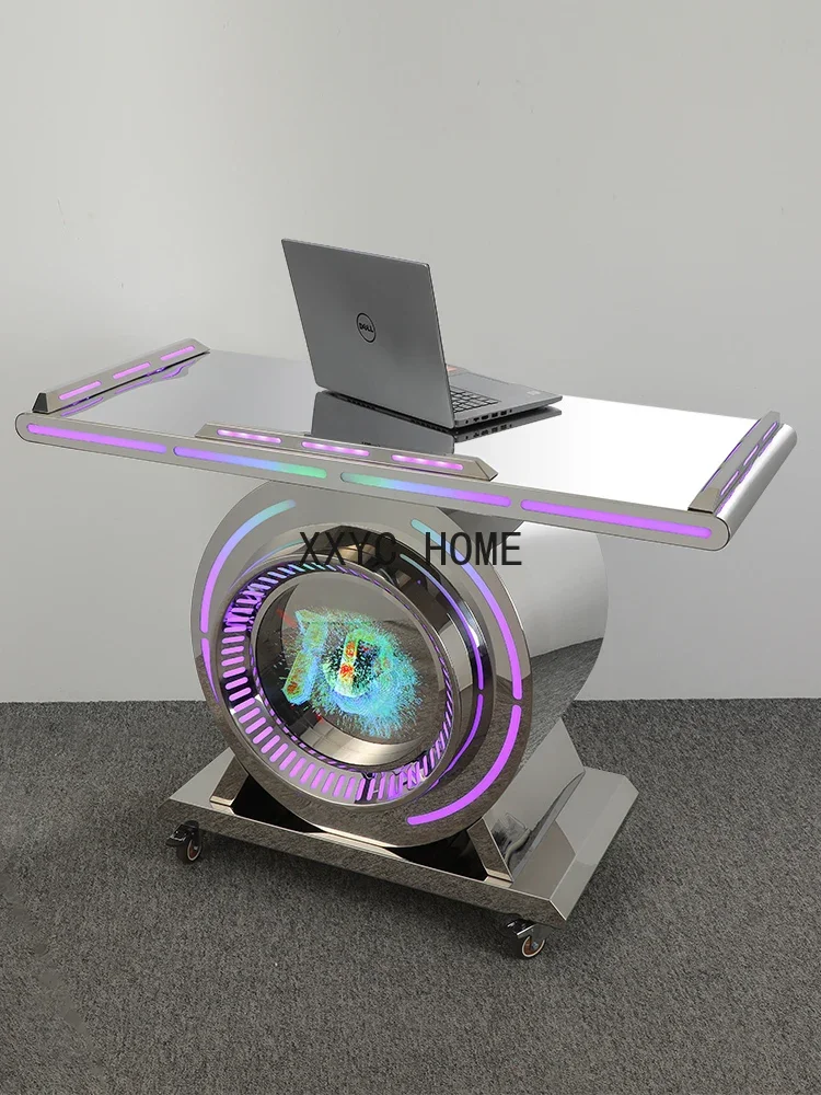 

Bar DJ Dish Table Luminous Mobile Nightclub Party Room Box Stainless Steel Disk Recorder