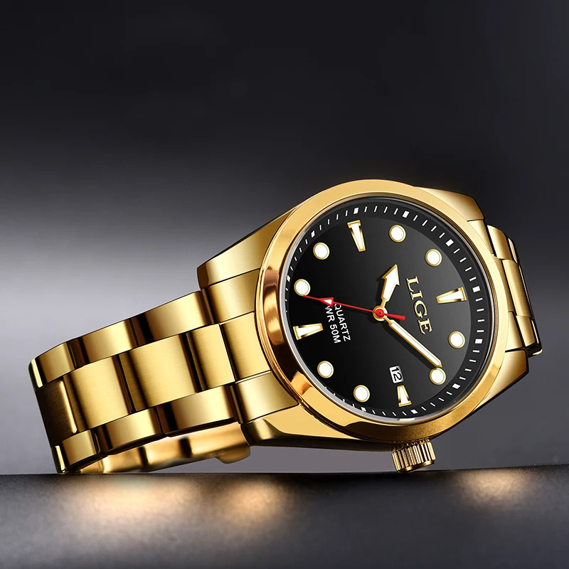 New LIGE Watches Mens Top Brand Luxury Casual  Stainless Steel Sports Waterproof Date Quartz Men's Watch Business Clock Male