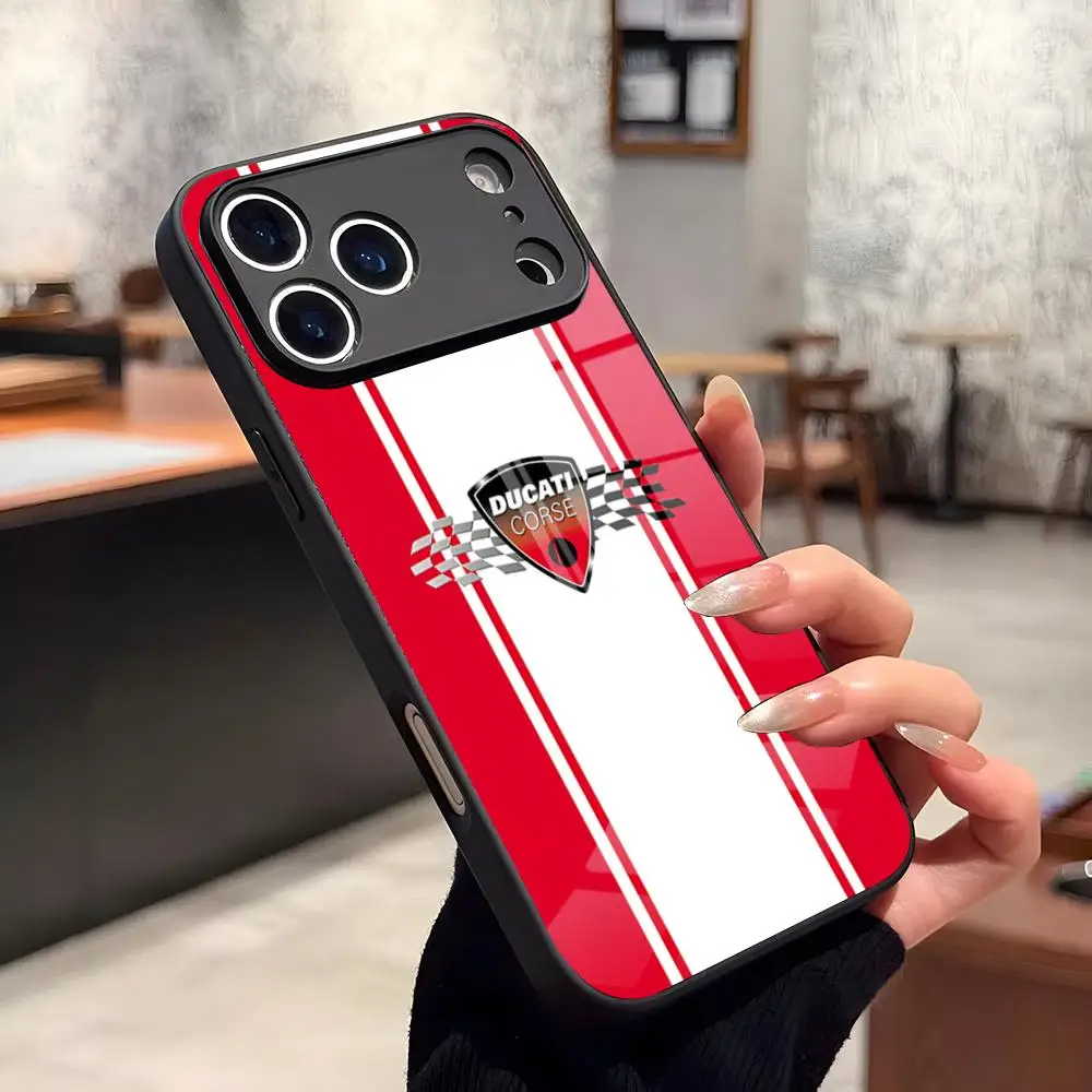 Sleek Motorcycle Racing Design Phone Case with Durable Glass Cover