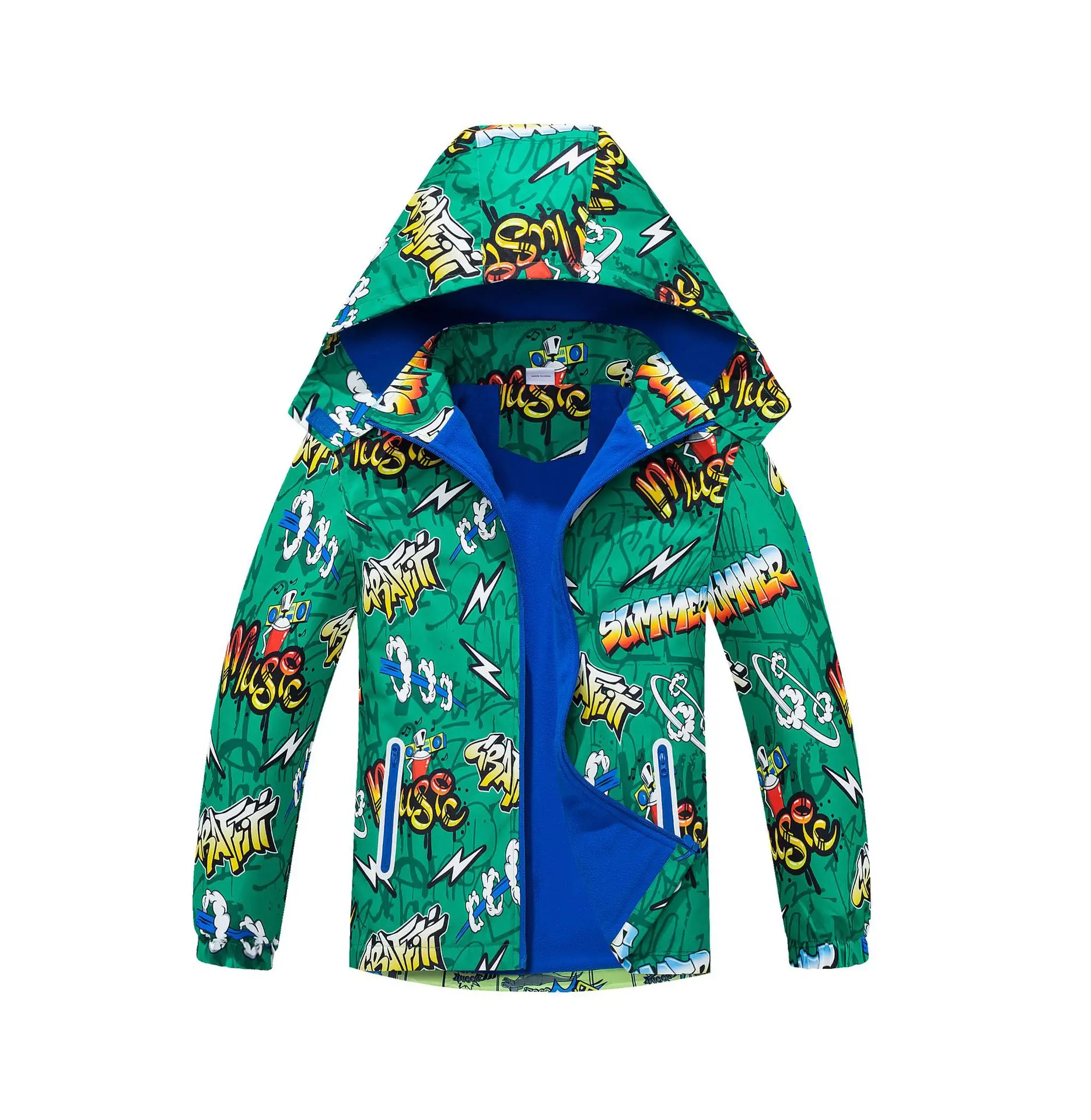 

Brand Waterproof Baby Boys Detachable Hood Alphabet Cartoon Fleece Lined Zip Hiking Jackets Child Coat Kids Outfit Tops 3-12Yrs