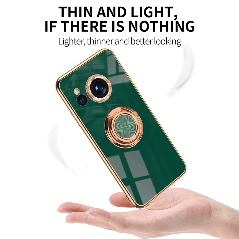 Magnetic 6D Plating Silicone TPU Case with Ring and Stand