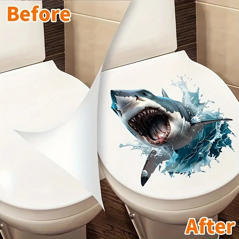 Vibrant Shark Wall Sticker Bathroom Toilet Decor Living Room Cabinet Refrigerator Home Decoration Decals Stickers S504
