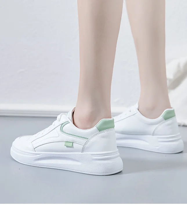 Bianco Primavera 2024 Nuovo Sport Studente Versatile Spesso Casual Tavola Morbida Suola Corsa Scarpe da Donna Scuola Media_voghion.com