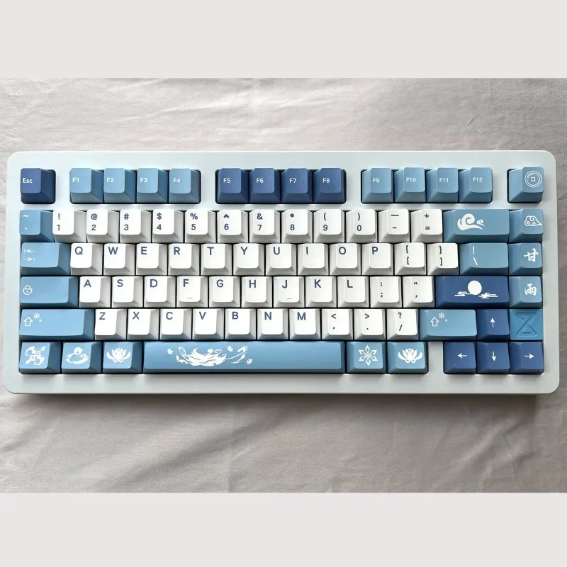 Genshin Impacto Ganyu Keycaps Grupo Pbt Dye Subbed Cereja Perfil Keycap para Keychron q2 65 75 Anne Gk64 Poker 142 Chaves - Imagem 4