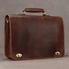 Top Grade Thick Genuine Leather Men Briefcase 15" Laptop Cow Leather Business Bag Tote Man Briefcase With Shoulder Strap 3