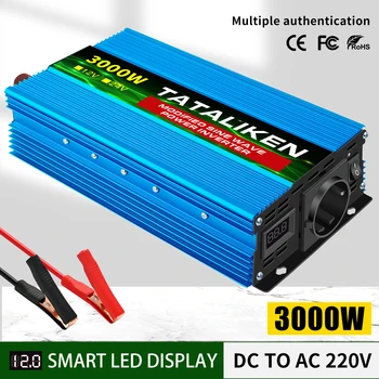 TATALIKEN Modified Sine Wave Inver DC12V To AC 220V Voltage 1500W-3000W 50HZ Power Converter Solar Car Transformer