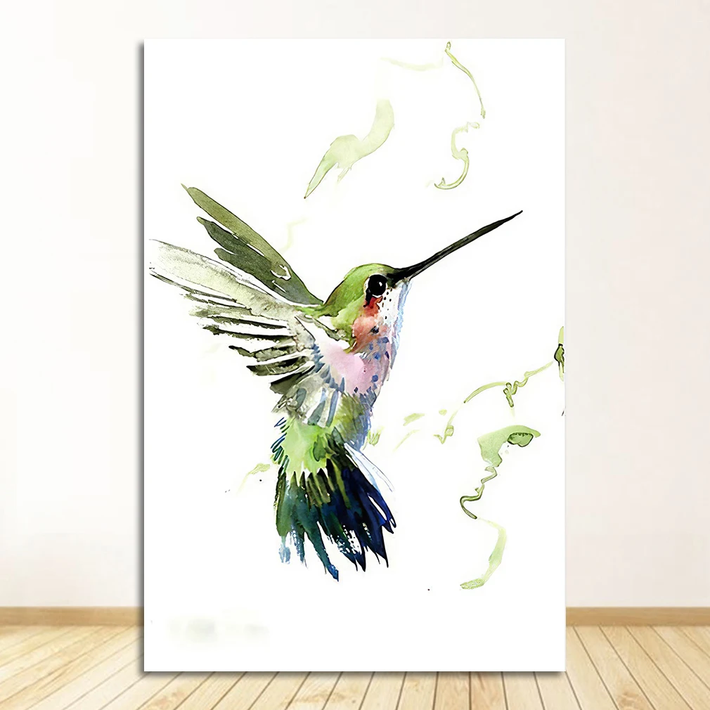 Toile d'art mural avec Nectar de cueillette, imprimés aquarelle, images de  décoration pour la maison, salon, colibris abstrait coloré - AliExpress, image size:1010x1010