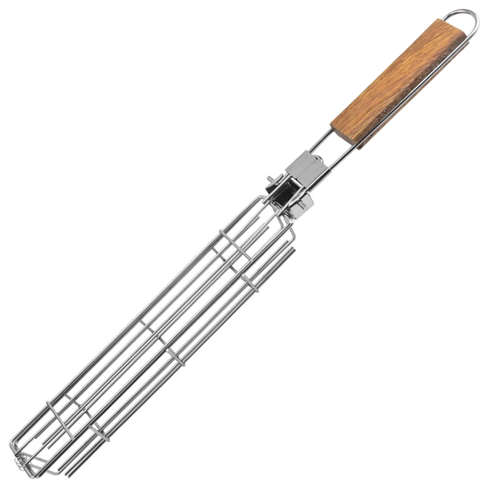 

Nonstick Barbecue Grill Basket Reusable and Environmentally Friendly Prevents Food Dropping Wood Handle Heat Food Evenly