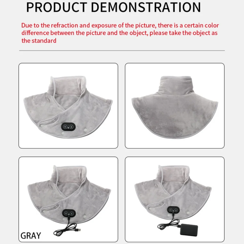 Electric Heating Shoulder Neck Pad Cervical Wrap Three Gear Thermal Compress Massager Vibration Shawl Warm Back Tool Relax Brace