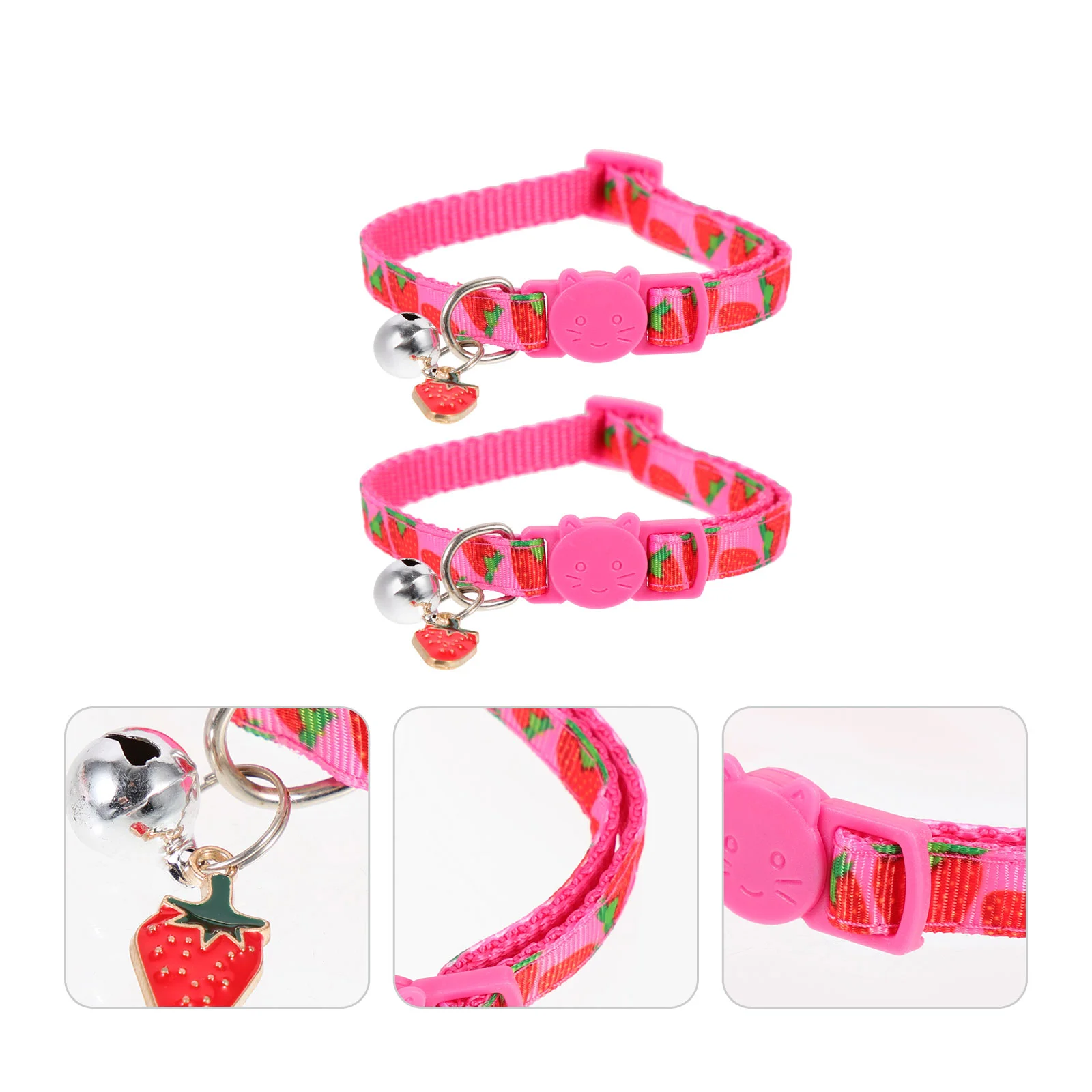 

2 Pcs Pet Fruit Collar Kitten Ornament Strawberry Printing Cat Necklace Fruits Design Portable Decor Lightweight Adorable