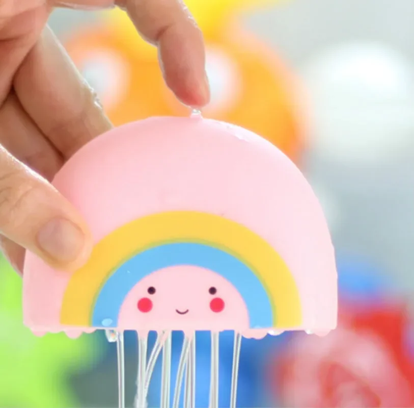 Creative Bath Weather Toy Soft Glue Bathroom Clouds Raindrop Rainbow Thunderstorm Shower Floating Play Water Educational Toy 4