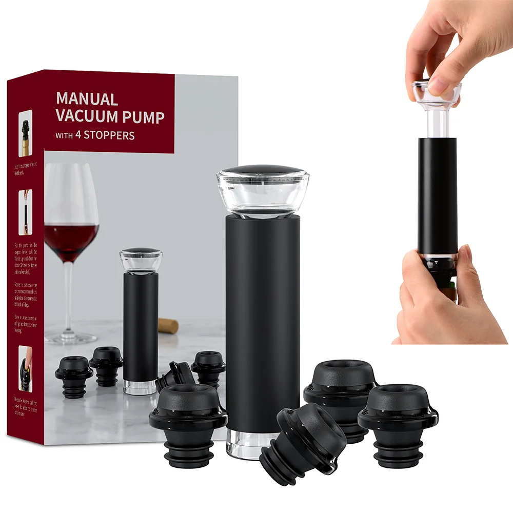 Bouchon de bouteille de vin sous vide manuel, bouchon en Silicone avec  pompe, économiseur de vin