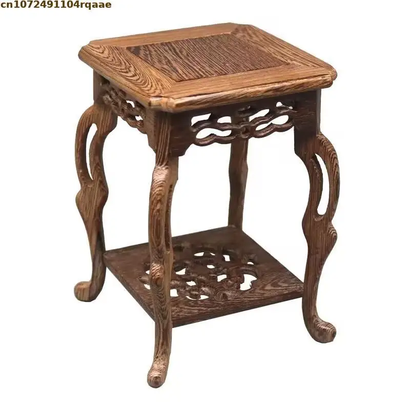Wooden Bonsai Plant Shelf Vase Flower Pot Sorting Table Rack-Standing Flower Base Garden Decor Tea Sets Pedestal Stand