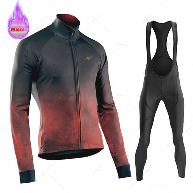 Men Winter Cycling Jersey Set Thermal Fleece Bicycle Clothing Road Bike Shirt MTB Uniform Ropa Ciclismo Warm Bib Pants