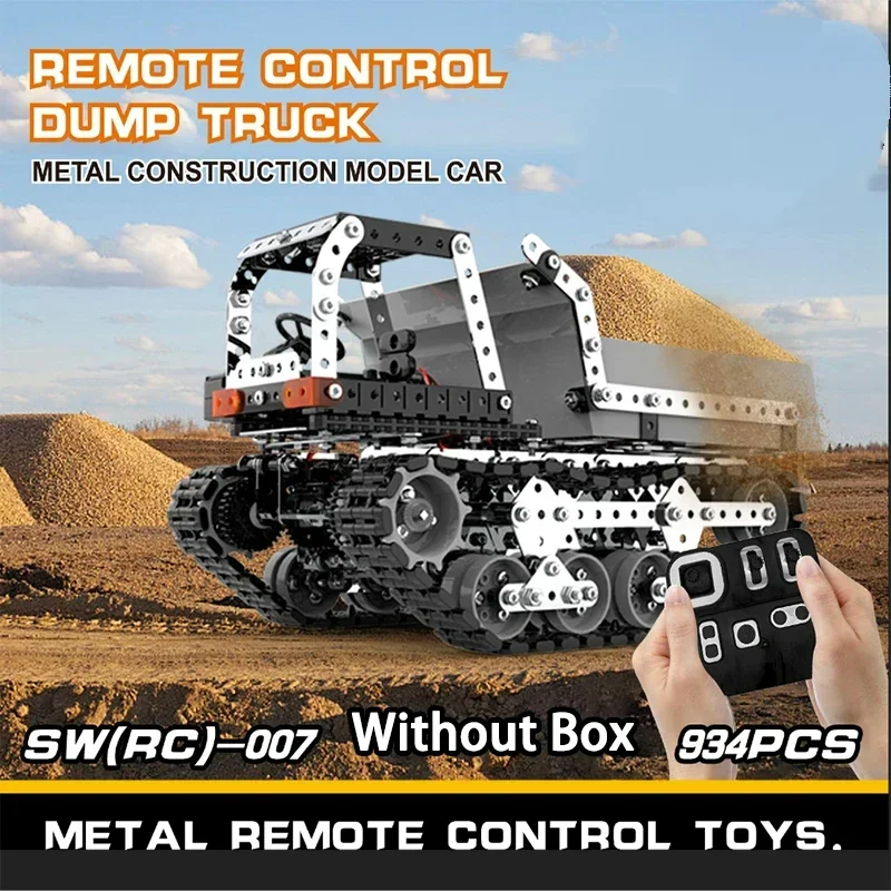 Metal Building Blocks Assembly Rc Truck 10ch Tracked Dump Truck Remote Control Trucks Screws Nuts Metal 3d Model For Boys