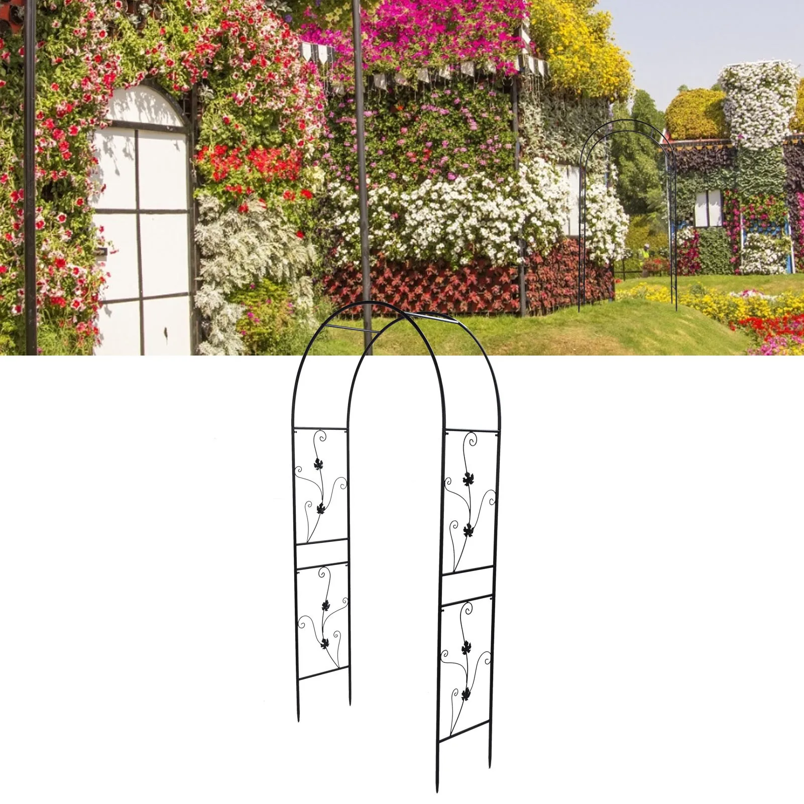 Climbing Plant Support Climbing Plants Arch Outdoor Garden Arch Plant Frame Support Rack Lawn Backyard Decoration Black