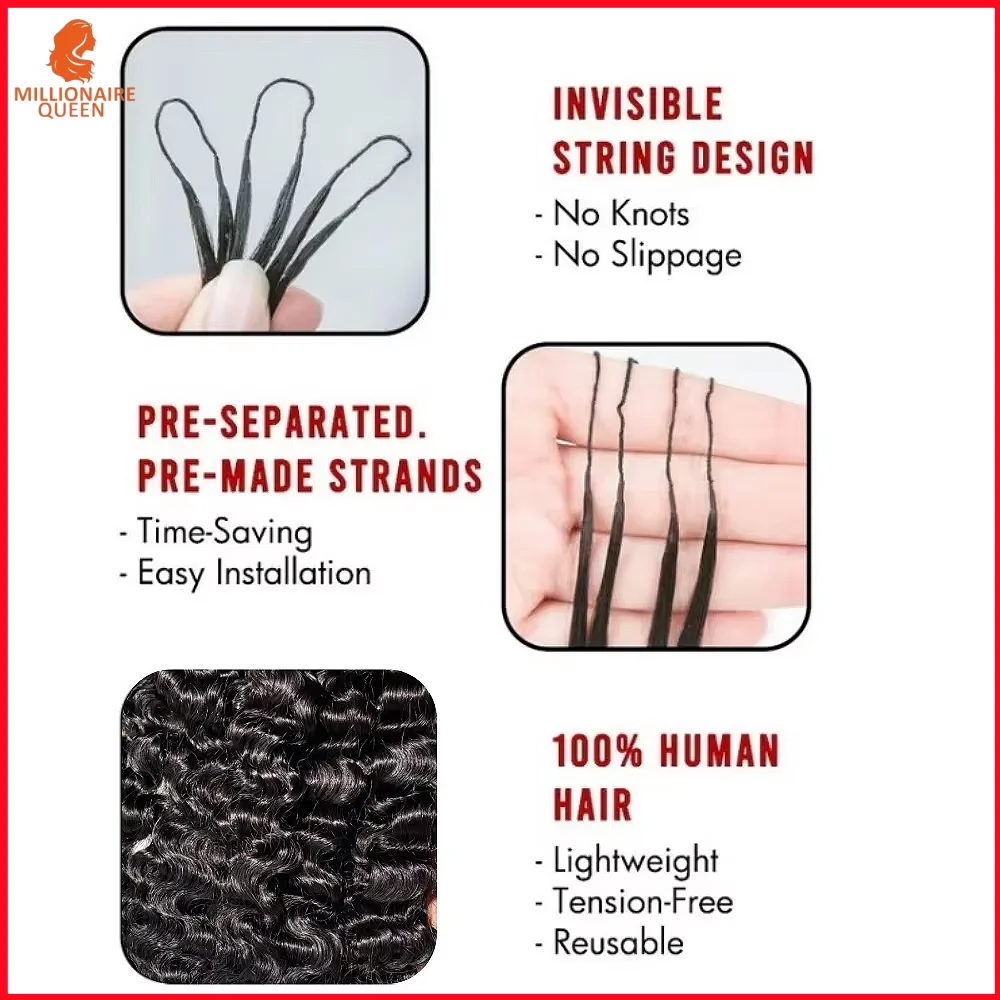 Millionaire Queen 15A Trama di Capelli Ricci Birmani 100% Veri Capelli Umani, Estensioni di Capelli Pre-Separate Senza Nodi per Crochet - immagine 5