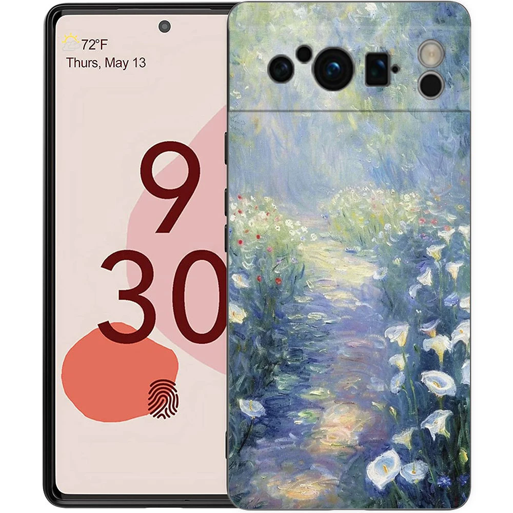 Claude Monet Garden Art Soft TPU Bumper Phone Case - Black Cover