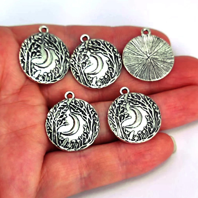 5pcs new moon tree pendant charm for DIY women man Accessories Wholesale Jewelry