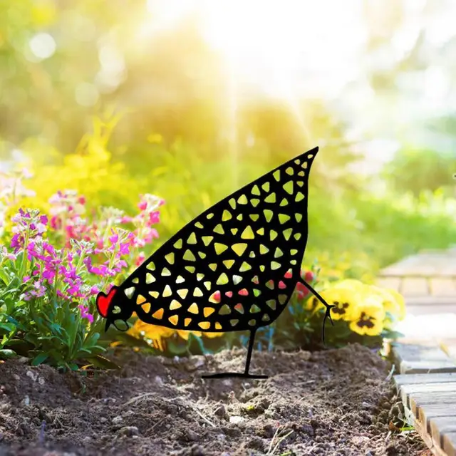 Fekete Csirke Kerti Tét Kreatív Kert Álló Szobor Akril Tyúk Kerítés - Image 3