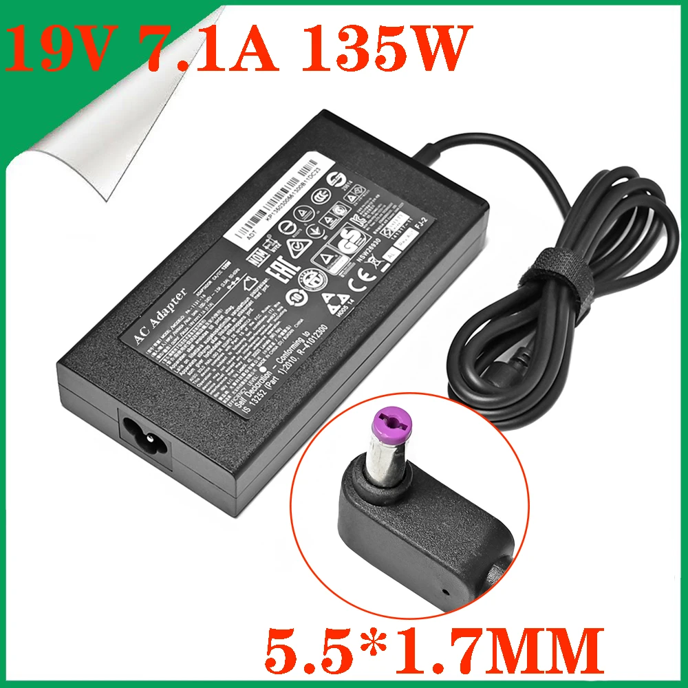 Caricabatterie Per Laptop Slim 19V 7.1A Ac Adapter Kp.13503.007 Pa-1131-16 Per Acer Aspire V5-591 V5-591G Nitro 5 Spin Np515-51