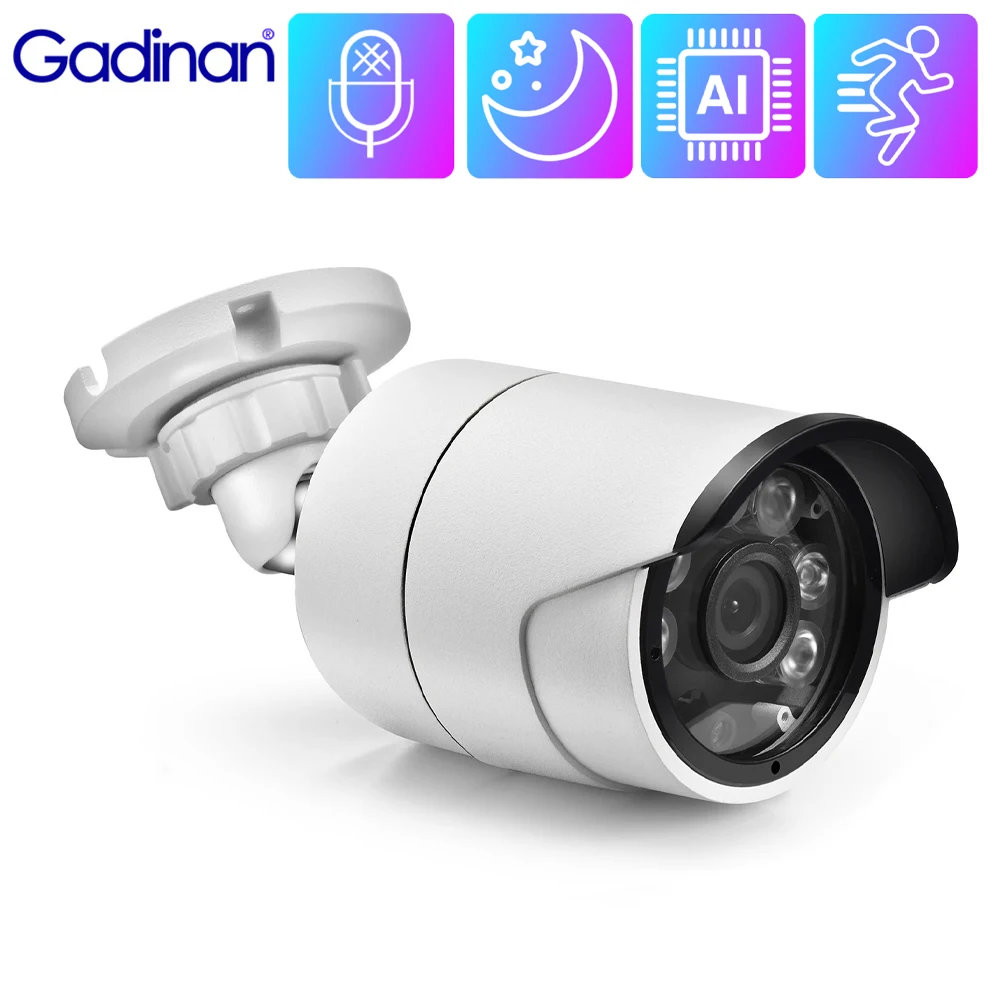 Gadinan 8Mp 48V Poe Ip Bullet Camera Outdoor Impermeabile Dual Light Source Color Night Cctv Camera In Primo Piano Con Rilevamento Del Movimento