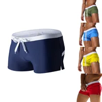 Men's Swimsuit 10 Color Back Pocket Design Quick-drying Beach Men's Boxer Shorts Summer Swimming Trunks 1