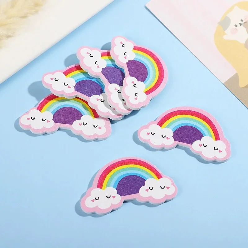 30개/세트 사랑스러운 미니 하트 & 구름 모양 네일 폴리싱 파일 - 효율적인 스무딩을 위한 양면 폴리싱 스트립
