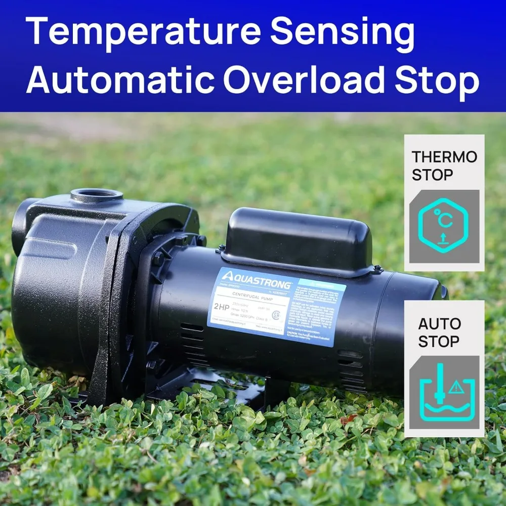 AQUASTRONG 2 HP Low Well Jet and Centrifugal Pump, 5200 GPH, 230V, Cast Iron Water Booster for Irrigation Systems