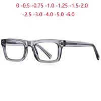 Transparent Gray Frame Square Myopia Prescription Glasses With Lenses Anti Blue Rays Student Myopes Lunettes  0 -0.5 -0.75 To -6 1