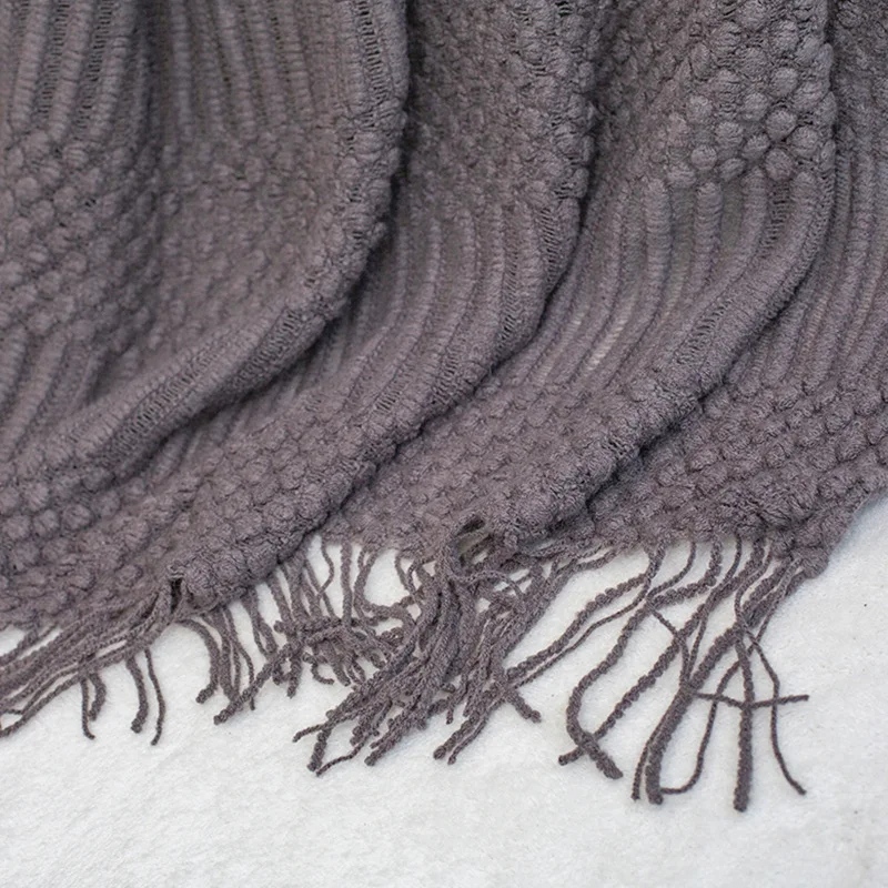 Sofa Blanket Solid Color Air Conditioning Blanket Light Luxury Style Cover Blanket Office Nap Blanket Spring and Summer