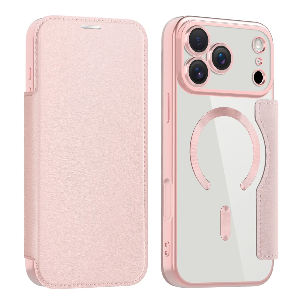 Luxury Transparent Flip Leather Magnetic Wallet Phone Case with Card Slot
