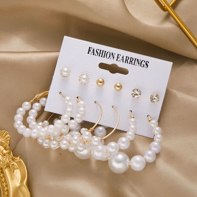 Korean Trendy Geometirc Butterfly Pearl Earrings Set For Women Resin Acrylic Star Heart Round Hoop Earrings Brincos Jewelry Gift ER22Y0074