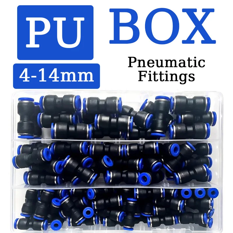 PU Boxed Set Air Straight Pneumatic Fittings Connector PU Water Pipes Quick Release Connector PU-4/6/8/10/12 Push in Straight pipe fitting water pipe fitting hose pipe fitting