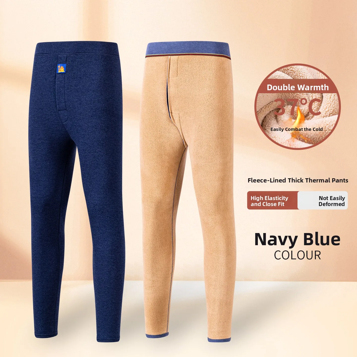 Camel hair thermal pants-navy blue