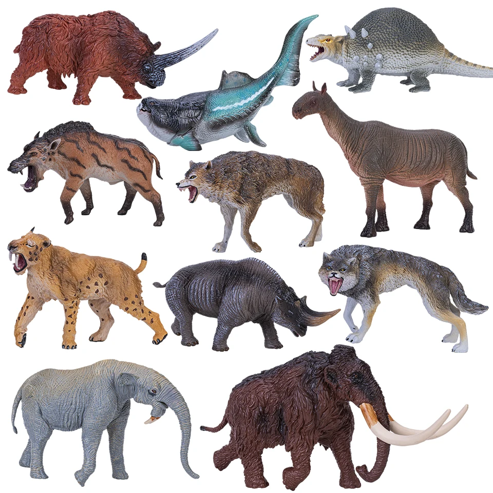 Simulation Mammut Modell Wollige Nashorn Eiszeit Säbel Zahn Tiger Dire Wolf Kinder Spielzeug Action-figuren Sammlung Kinder Geschenk