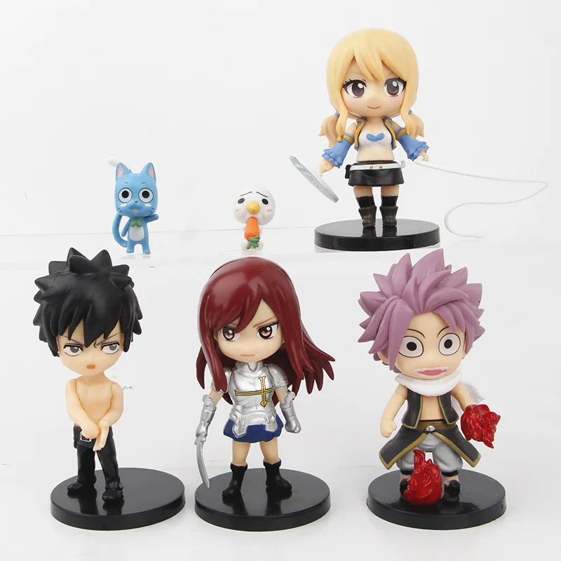 6 Styles Anime Fairy Tail Action Figure Lucy Natsu Dragneel Erza