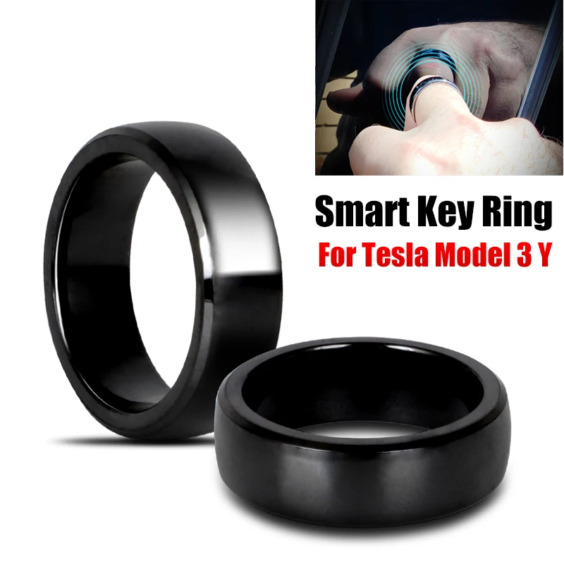 NFC Ceramics Smart Ring For Tesla Model 3 Y 2020-2023 Replace Car Key Card Key Fob Made With Original Chips Auto Car Accessories smart ring smart key ring for tesla model 3 y ceramic ring made with chips removed from the original official card accessories