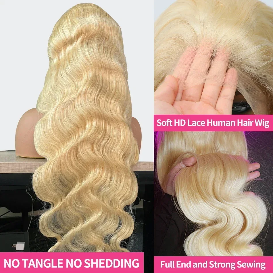 Blonde 613 Hd Lace Frontal Wigs 13X6 Body Wave Human Hair Wigs Brazilian Lace Front Wigs For Black Women 230 Density 30 40 Inch