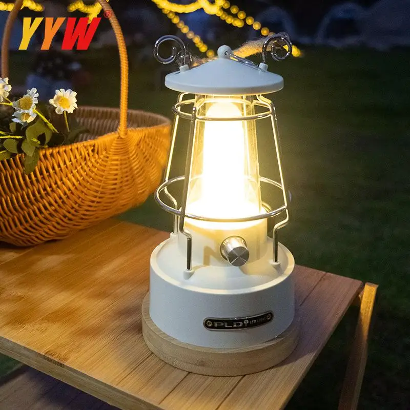 

2023 ретро портативный фонарь для кемпинга, винтажная лампа для кемпинга, для пешего туризма, скалолазания, двора, 3 режима освещения, перезаряжаемая палатка