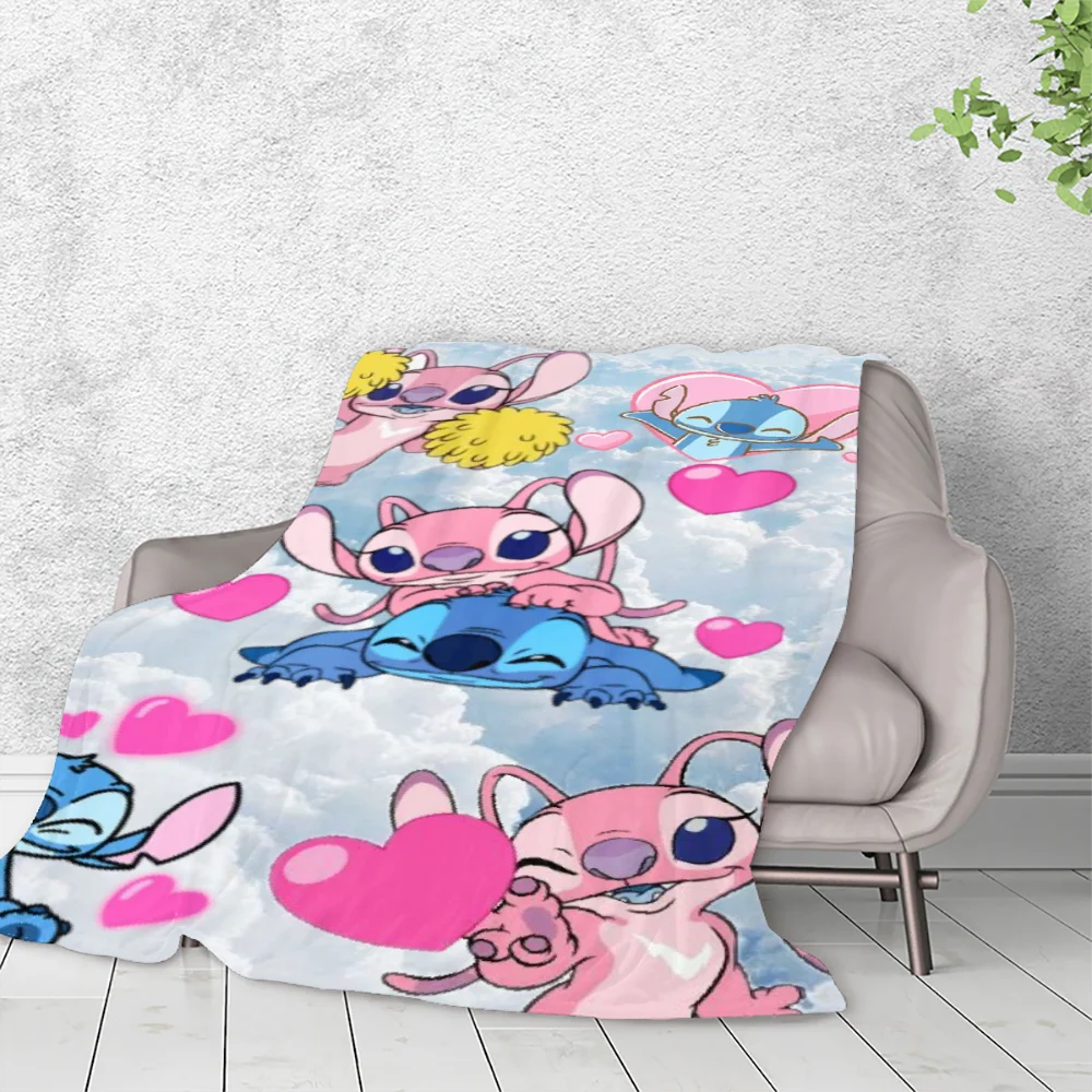 1PC Stitch flannel blankets are comfortable and cute, suitable for all seasons, perfect for living room decoration, sofa deco 4