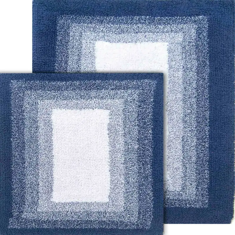 

Ombre 2pieces Reversible Deep Denim Washable Bath Rug Set (21"x34" & 17"x24")