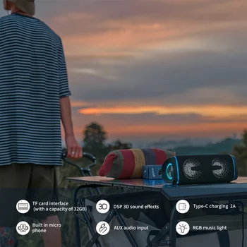 Portable Bluetooth Speaker, IP67 Waterproof Wireless Speaker with 40W Stereo Sound, Mini Speaker with Wireless Stereo Pairing 4