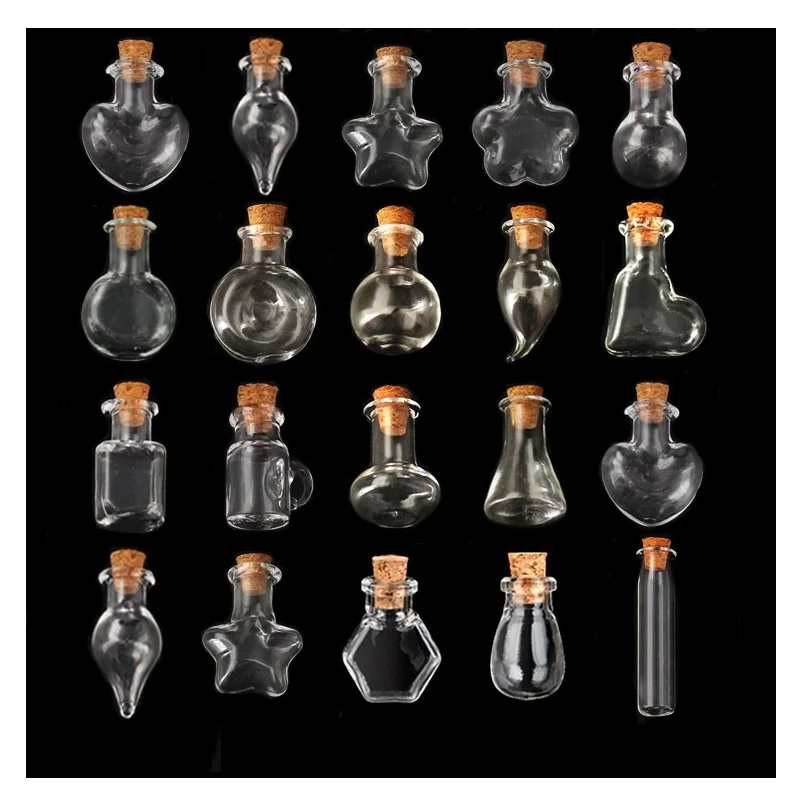 Mini Clear Glass Bottle 100pcs 1 2 ml Cork Stopper Small Drifting Wishing Bottles DIY Pendants