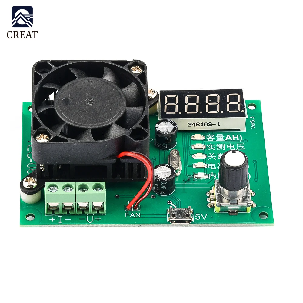 Tester Carico Elettronico 9.99A 60W 30V - Modulo Scarica Batteria Con Memoria E Ventola Intelligente