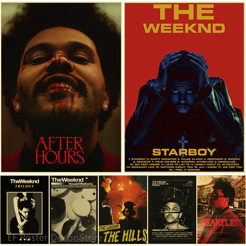 Vintage Art Poster The Weeknd Retro Prints Starboy After Hours Trilogy Painting Home Room Bar Cafe Wall Decor